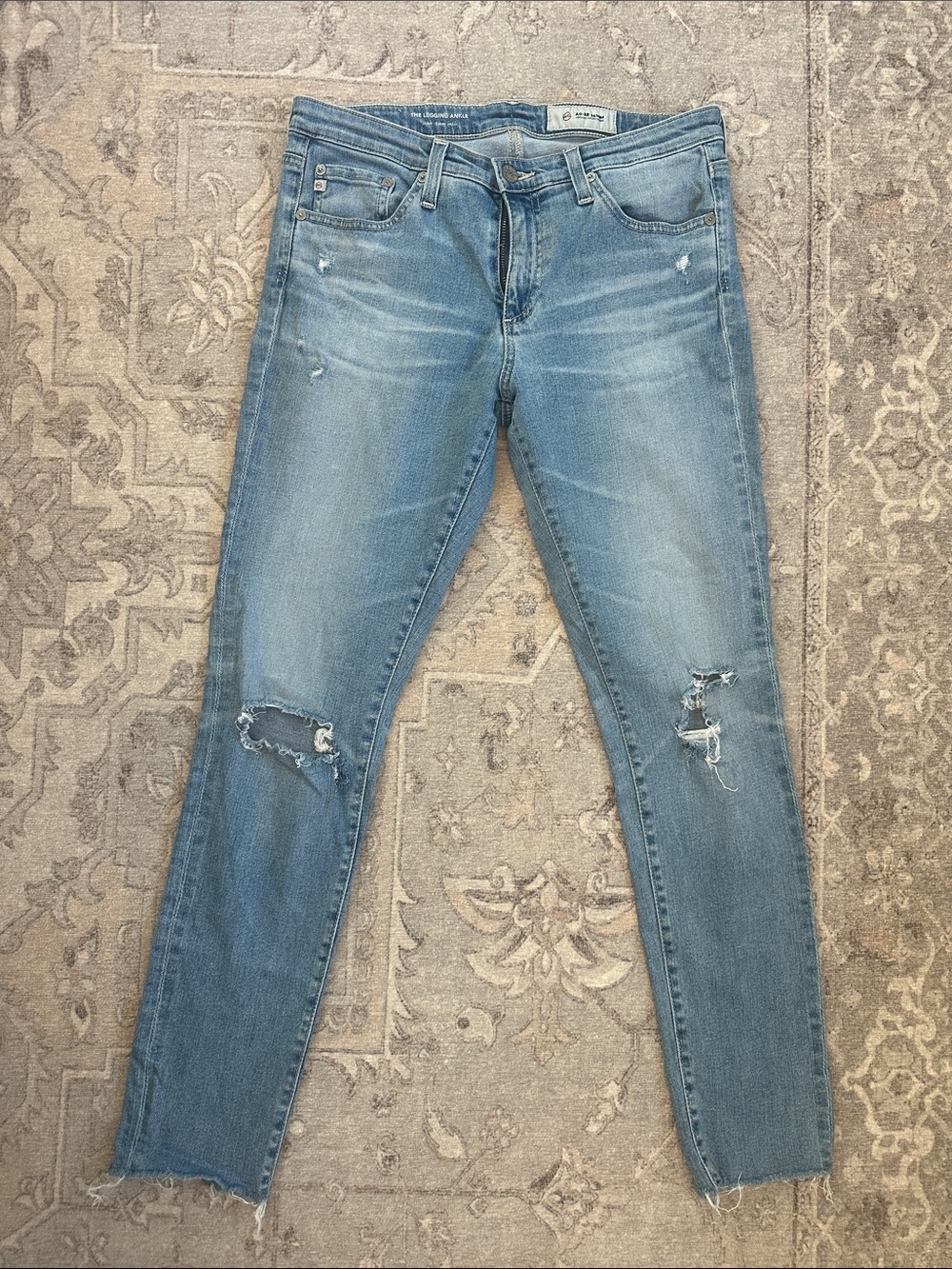 Ag Adriano Goldschmied Women's Skinny Ripped Jeans - Light Blue